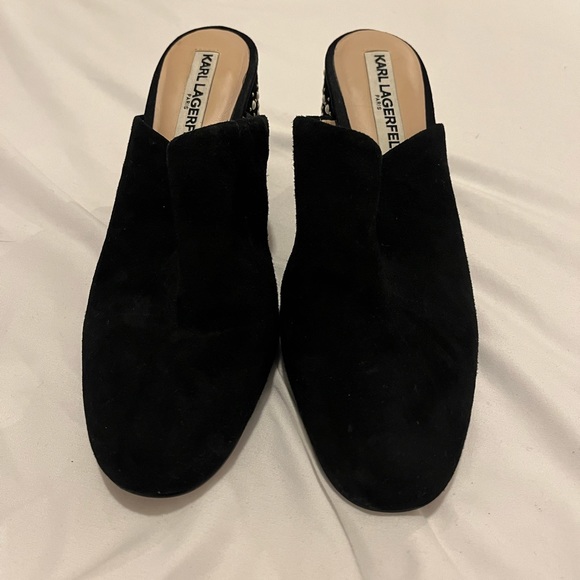 KARL LAGERFELD BLACK SUEDE MULES - GREAT CONDITION - Picture 2 of 9